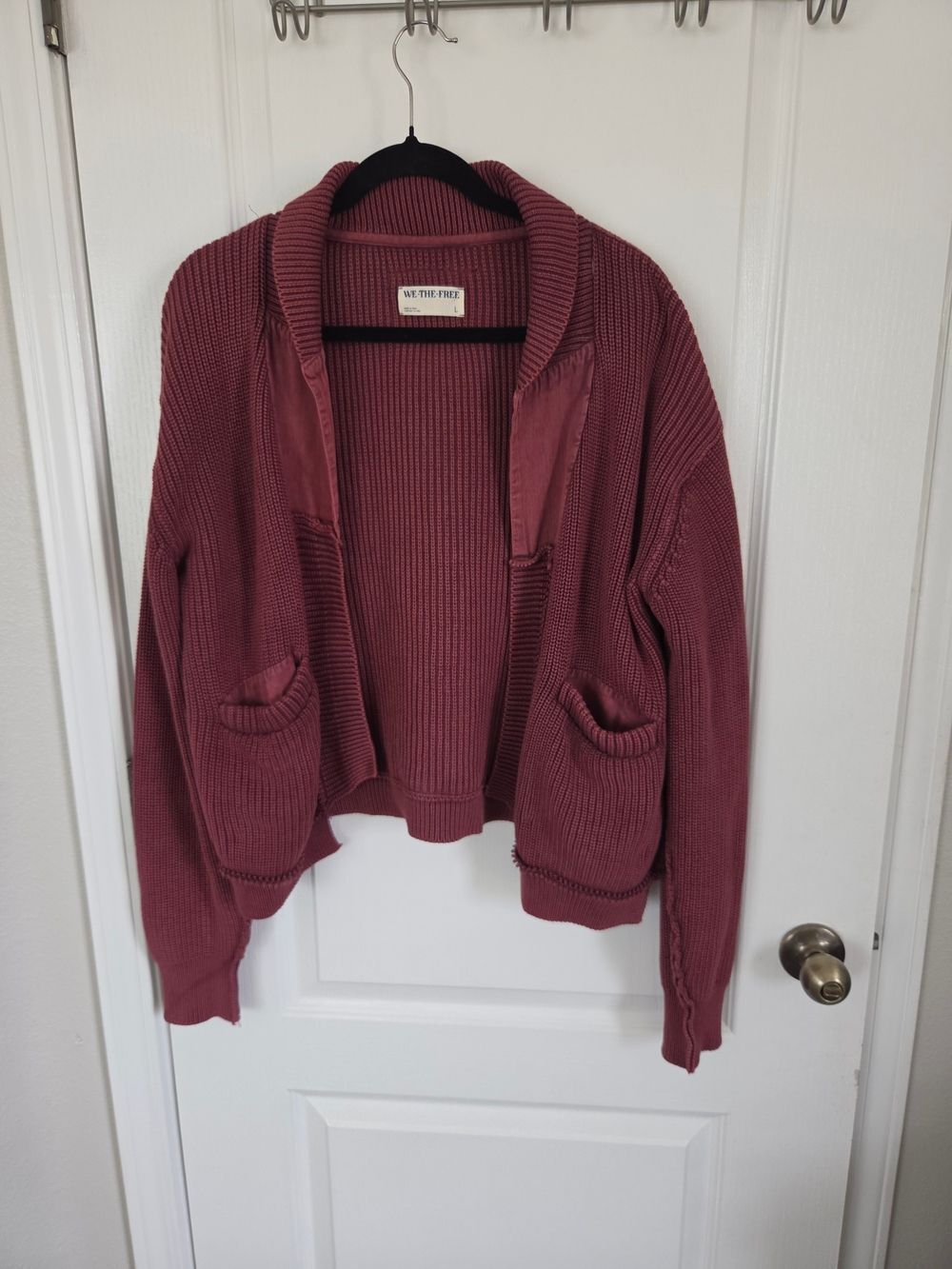We The Free Dusty Rose knit Open-Front Cardigan